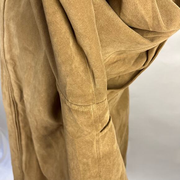 VTG WEATHERPROOF | Tan 90s Faux Suede Collard Bomber Jacket | Men's - Picture 9 of 14